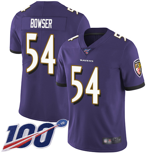Baltimore Ravens Limited Purple Men Tyus Bowser Home Jersey NFL Football 54 100th Season Vapor Untouchable